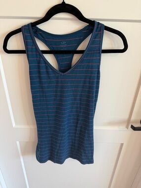 Icebreaker Merino Wool Tank Top Striped Blue Pink Racerback Lightweight Size M